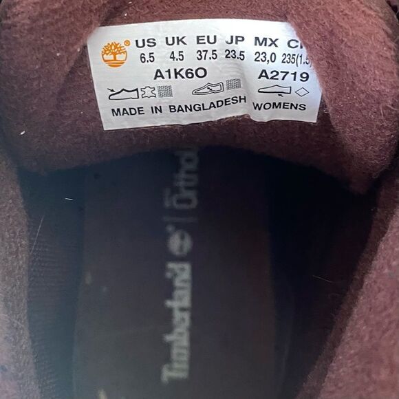 Timberland Womens Brookton Classic Boots Size 6.5 Maroon - Picture 6 of 7